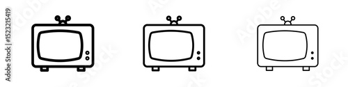 Tv retro icons in flat style. line art. vector illustration