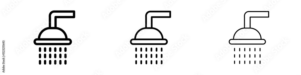 Shower icons in flat style. line art. vector illustration Shower icons in flat style. line art. vector illustration