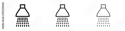 Shower down icons in flat style. line art. vector illustration