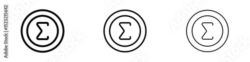 Sigma icons in flat style. line art. vector illustration