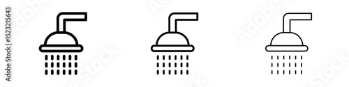 Shower icons in flat style. line art. vector illustration