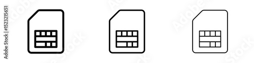 Sim card icons in flat style. line art. vector illustration