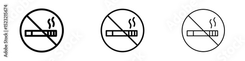 Smoking ban icons in flat style. line art. vector illustration