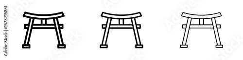 Torii gate icons in flat style. line art. vector illustration