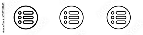 Menu list button icons in flat style. line art. vector illustration