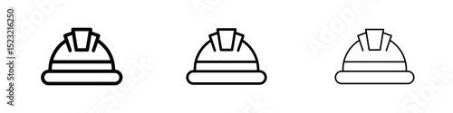Hard hat icons in flat style. line art. vector illustration