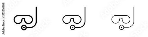 Mask snorkel icons in flat style. line art. vector illustration