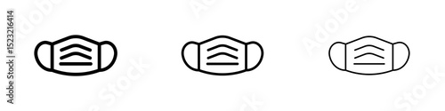 Mask face icons in flat style. line art. vector illustration