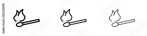 Match fire icons in flat style. line art. vector illustration