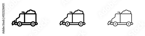 Snowplow icons in flat style. line art. vector illustration