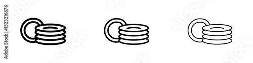 Plates icons in flat style. line art. vector illustration