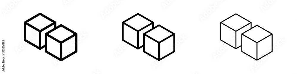 Cubes icons in flat style. line art. vector illustration Cubes icons in flat style. line art. vector illustration
