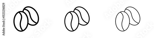 Coffee beans icons in flat style. line art. vector illustration