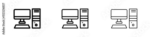 Computer icons in flat style. line art. vector illustration