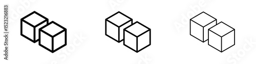 Cubes icons in flat style. line art. vector illustration