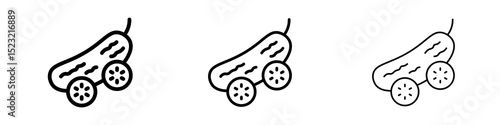 Cucumber icons in flat style. line art. vector illustration