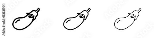 Aubergine icons in flat style. line art. vector illustration