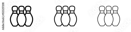 Bowling pins icons in flat style. line art. vector illustration