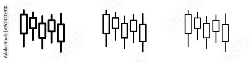 Chart candlestick icons in flat style. line art. vector illustration