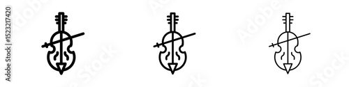 Cello icons in flat style. line art. vector illustration