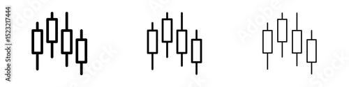 Chart candlestick icons in flat style. line art. vector illustration