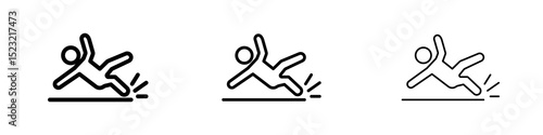 Accident icons in flat style. line art. vector illustration