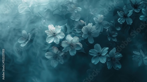 Delicate blossoms in smoky teal