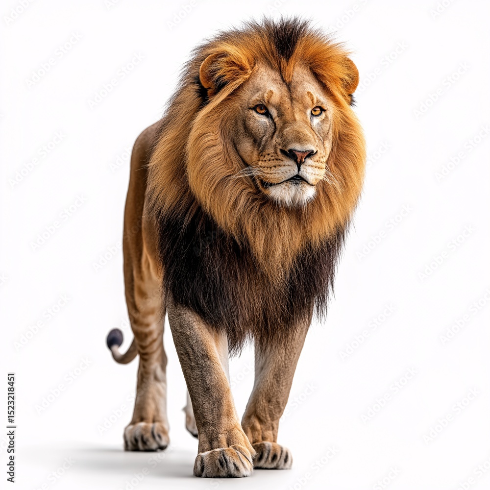 Obraz premium Majestic Lion Portrait. The King of the Jungle in a Wildlife Studio Shot
