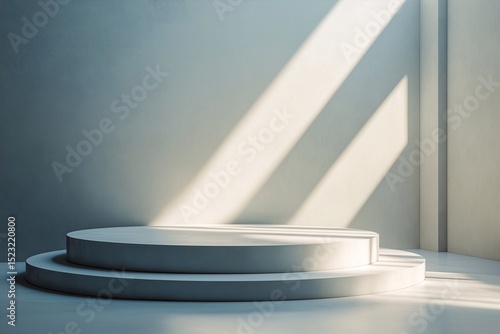 Modern Minimalist Abstract Design Exhibition with Geometric Shapes and Soft Lighting Ideal for Product Display in Contemporary Interior Spaces