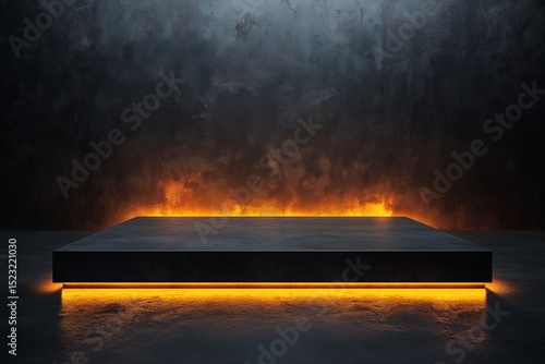 Dark Studio Background with Abstract Lighting. A Modern Minimalistic Design Showcase