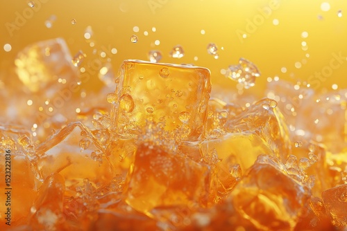 Refreshing Summer Orange Soda with Ice and Bubbles - Vibrant Beverage Photography