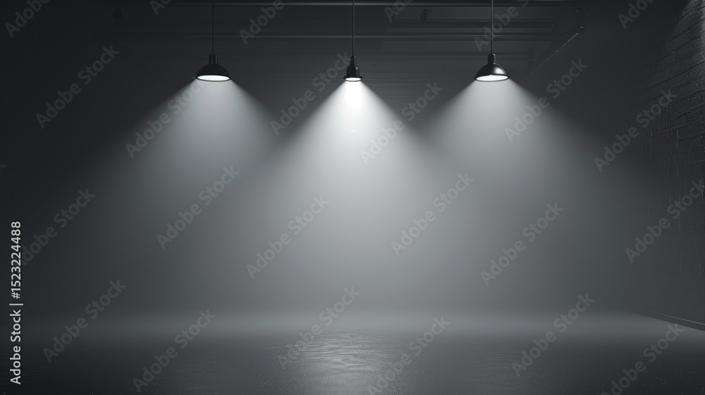 Obraz premium Empty studio space lit by spotlights