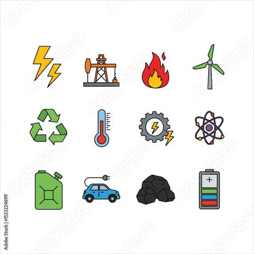 Energy and Environmental Icons Set Art & Illustration