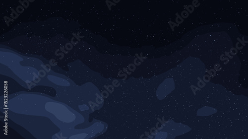 Dark night sky filled with countless stars and soft clouds  