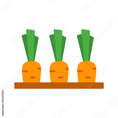 Cartoon carrot plants growing in soil