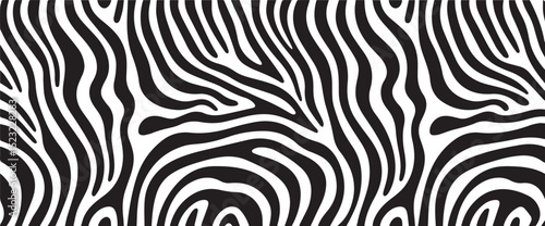 Black and white zebra stripes seamless pattern