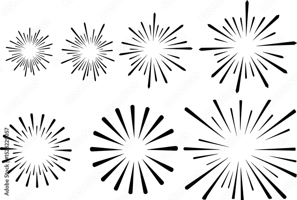 Obraz premium Vector graphic sunburst and explosion burst elements