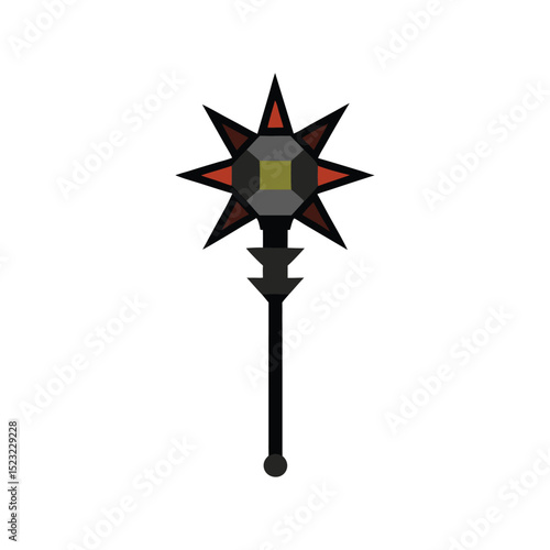 spiked mace vector art on white background
