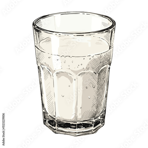 Clear glass of milk with condensation on surface  
