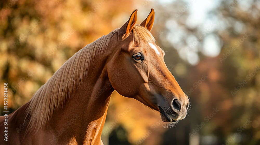 Obraz premium Beautiful chestnut horse portrait equine photography animal headshot outdoor wildlife nature horse breed image