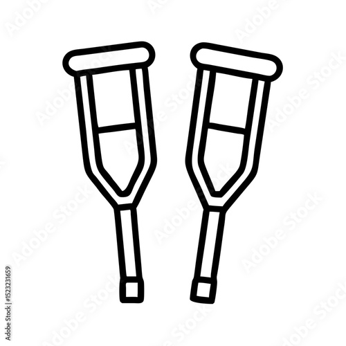 Two crutches in simple graphic design on white background  