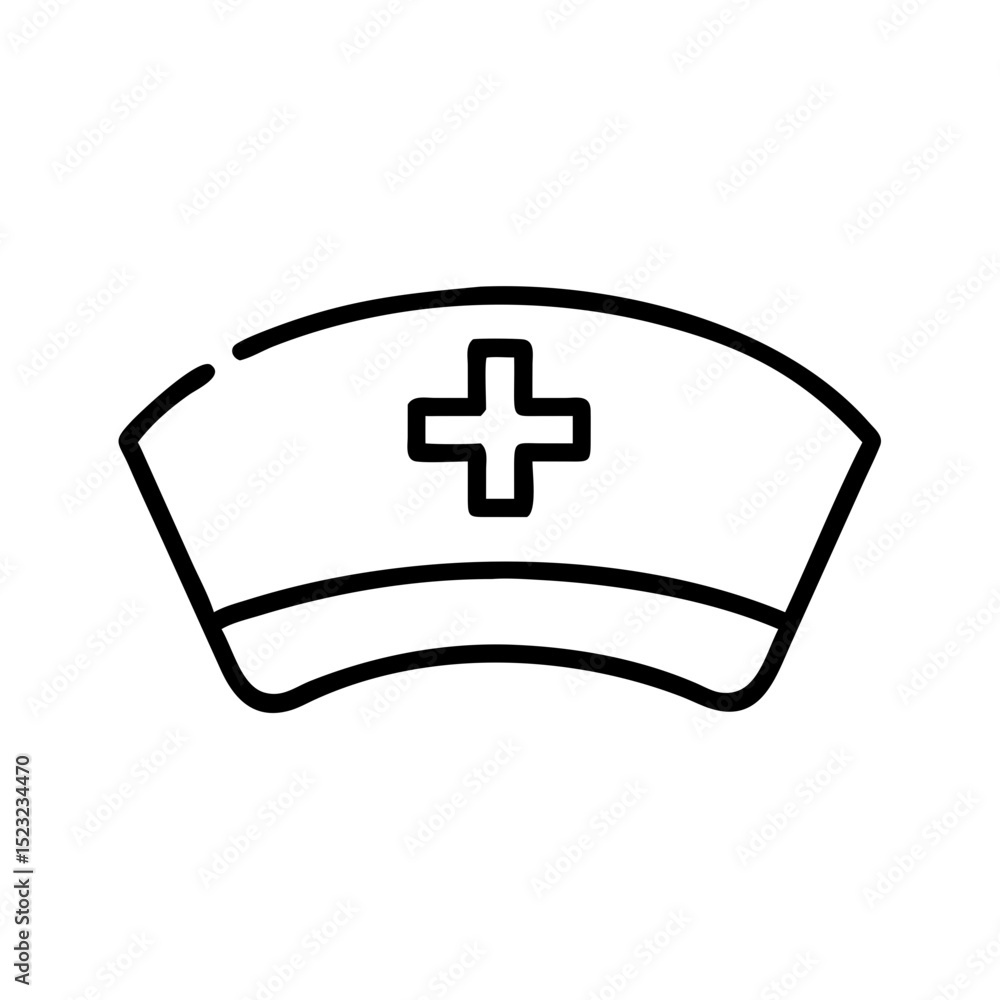 Fototapeta premium Nurse cap icon in minimalist line art style 