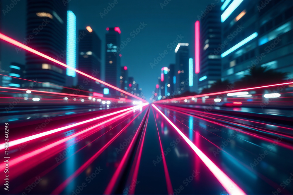 A blurry image of a city at night with bright lights and busy streets A blurry image of a city at night with bright lights and busy streets