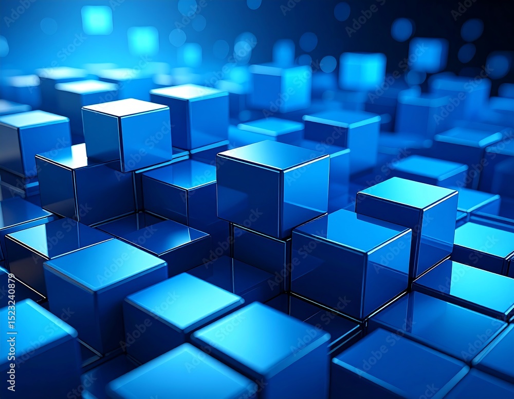 Obraz premium Abstract geometric design of stacked blue cubes