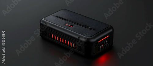 Black Box Device With Red Luminous Pattern