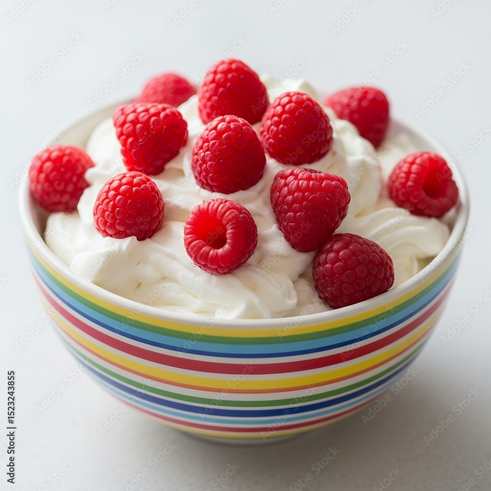 Yogurt topped with fresh raspberries blueberries and mixed berries in a healthy breakfast bowl Yogurt topped with fresh raspberries blueberries and mixed berries in a healthy breakfast bowl