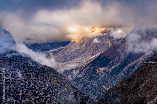 sunset in the mountains, Nepal 