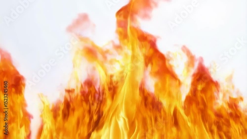 Abstract vibrant orange and yellow flames with bright white background create an energetic fiery atmosphere