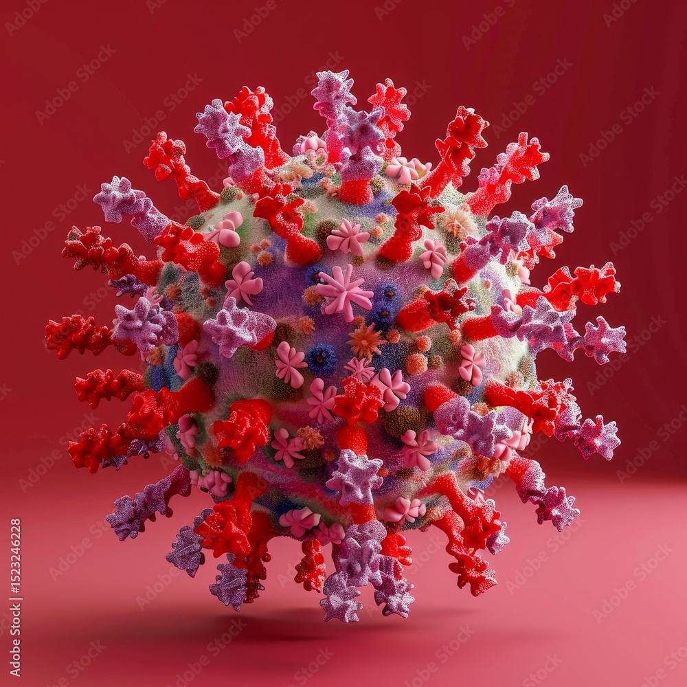 Fototapeta premium Virus particle cluster abstract nonCOVID D render