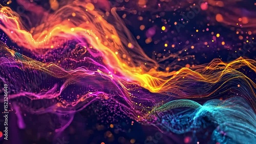 Wallpaper Mural Dynamic Colorful Particle Wave Tech Background Torontodigital.ca